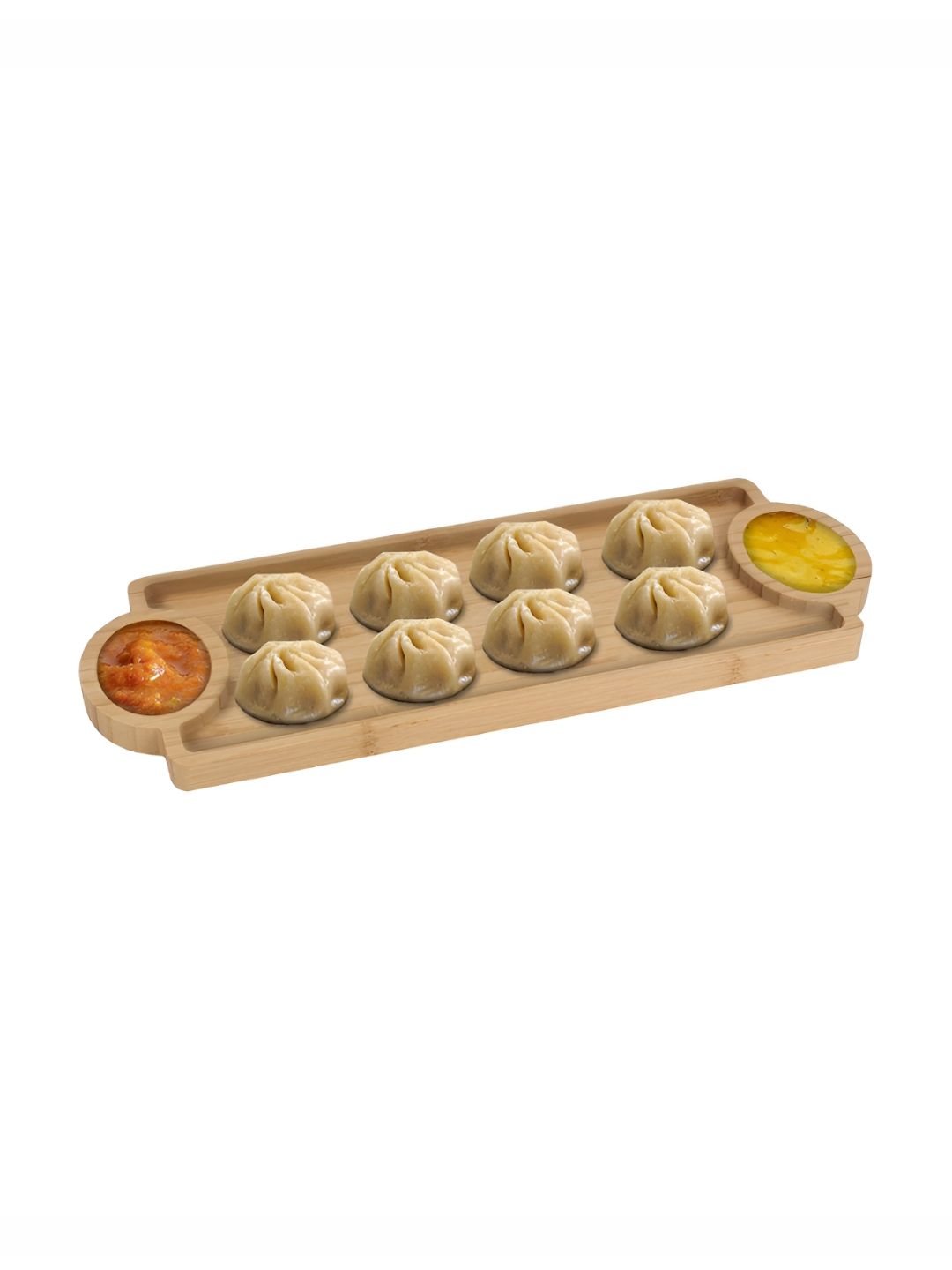 HOKIPO Beige Wooden Bamboo Appetizer Platter Serving Tray