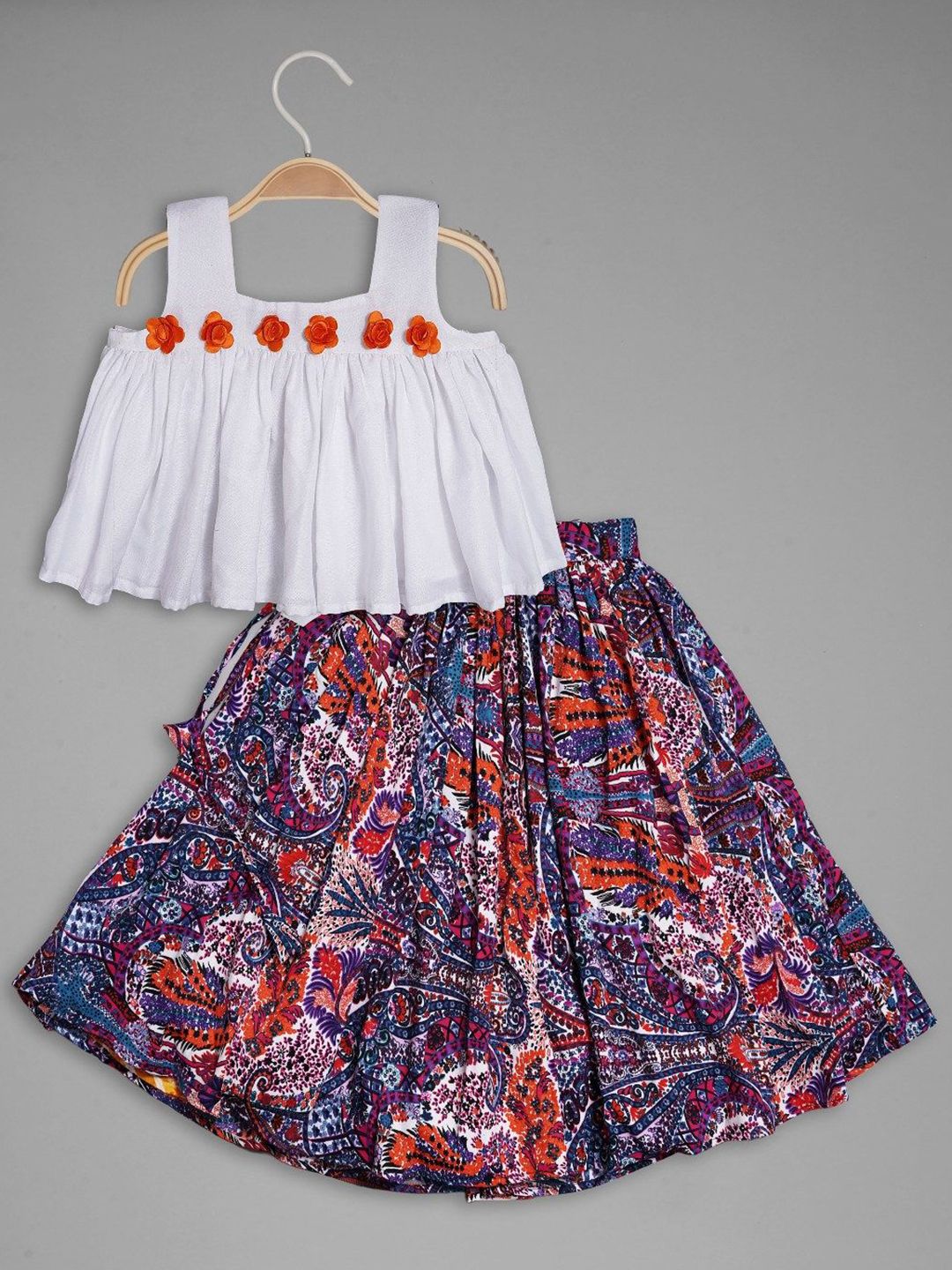 Anneca Girls Paisley Printed Square Neck Lehenga Choli