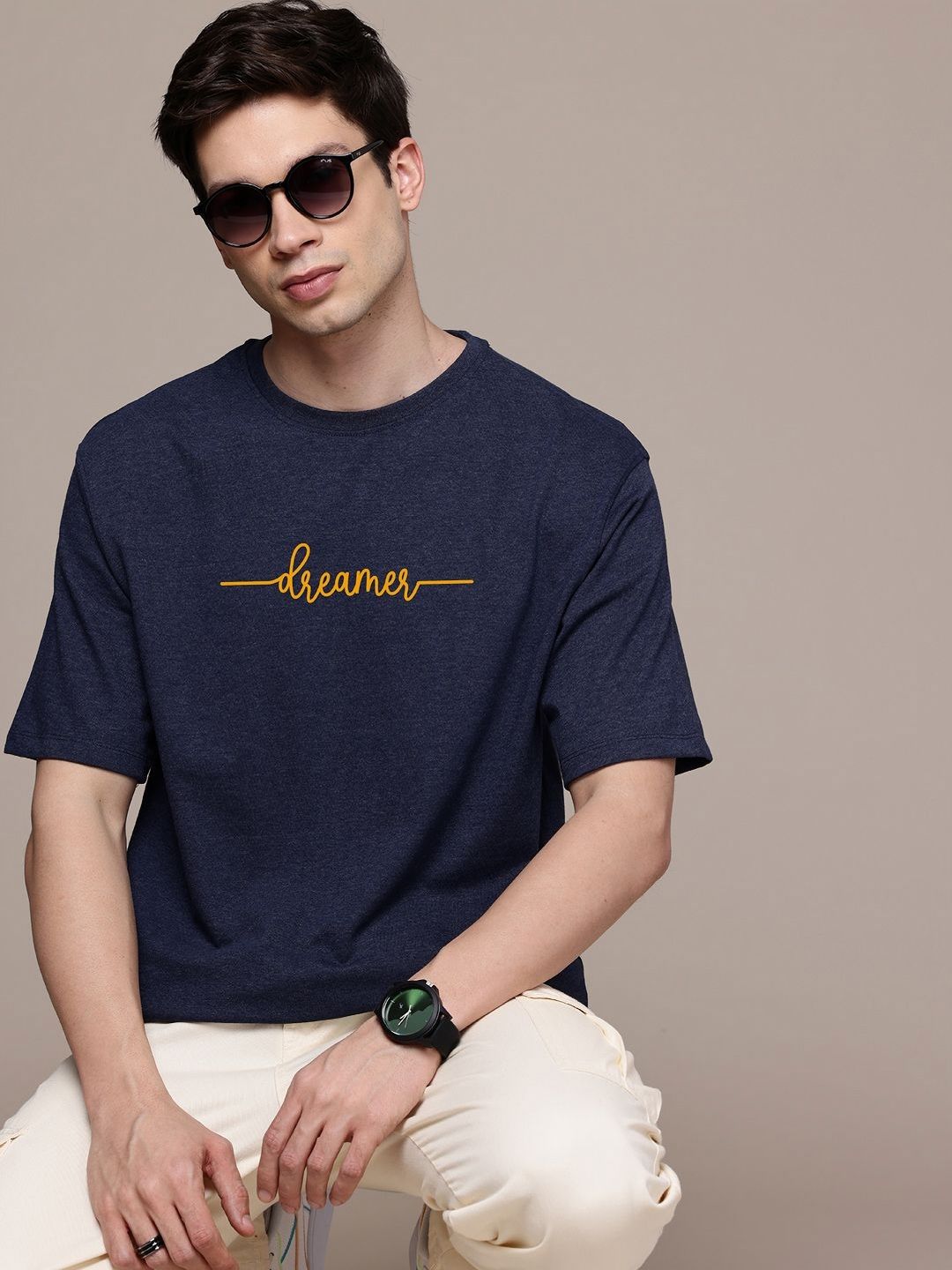 Moda Rapido Men Typography Printed Round Neck Cotton Oversized Fit T-shirt