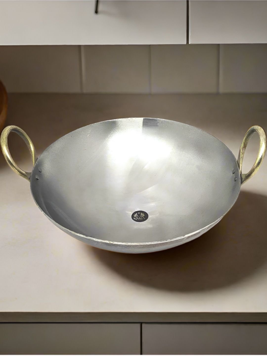 Nyra Kitchenware Silver-Toned Iron Dishwasher Safe Serving Kadhai 1L