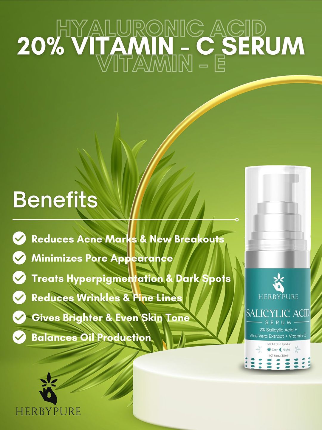 Buy Herby Pure Salicylic Acid Serum With Aloe Vera Extract For Acne & Oil  Control - 30 ml - Serum and Gel for Unisex 32629282 | Myntra