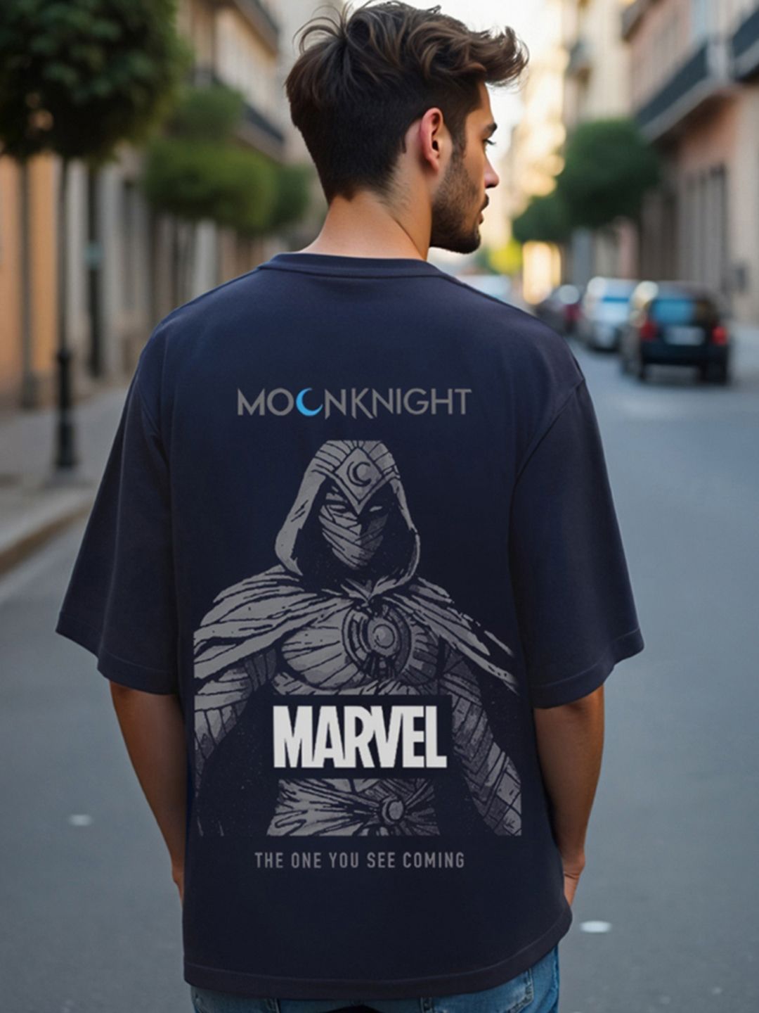 Bewakoof Men Printed Drop-Shoulder Sleeves Cotton Oversized T-shirt