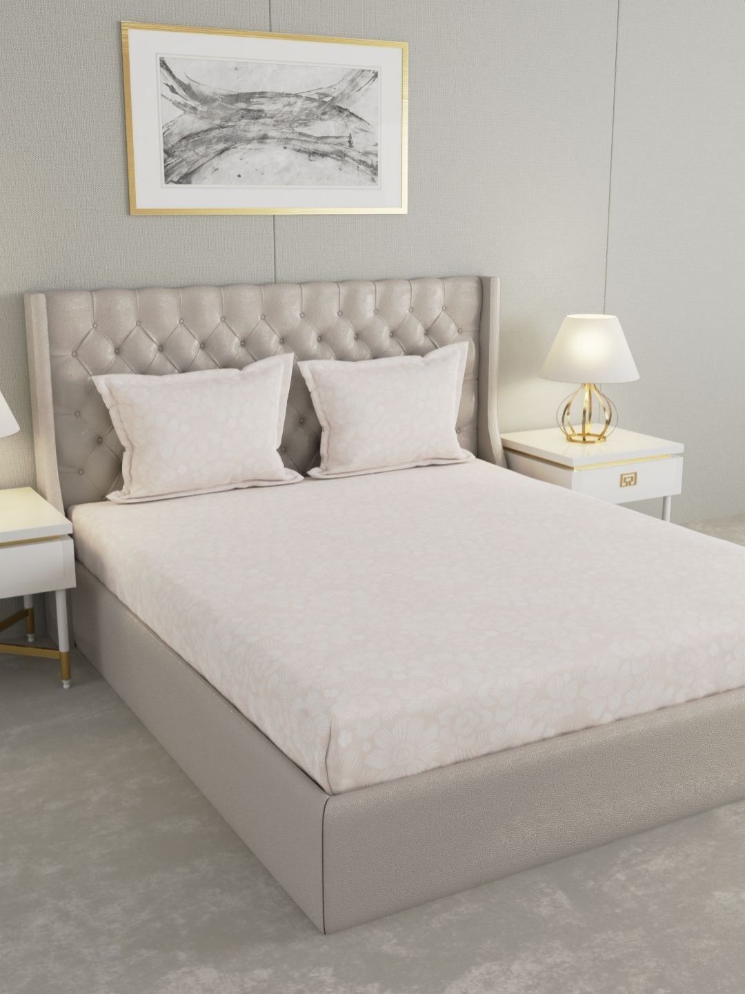 Raymond Home Raymond Home Pink Floral Pure Cotton Stain Resistant 210 TC King Fine Bedsheet with 2 Pillow Covers-108 x 108 inches