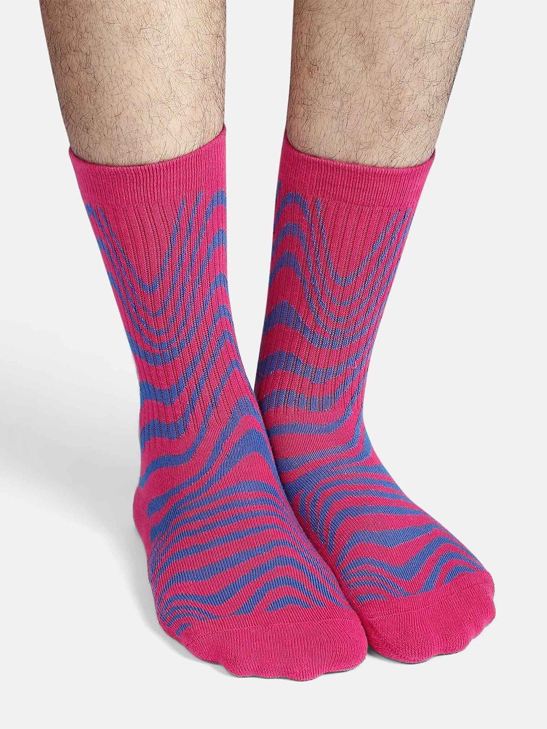 Socksxpress Men Pack Of 2 Patterned Ribbed mouth Multicolor Pure Cotton Crew-Length Socks