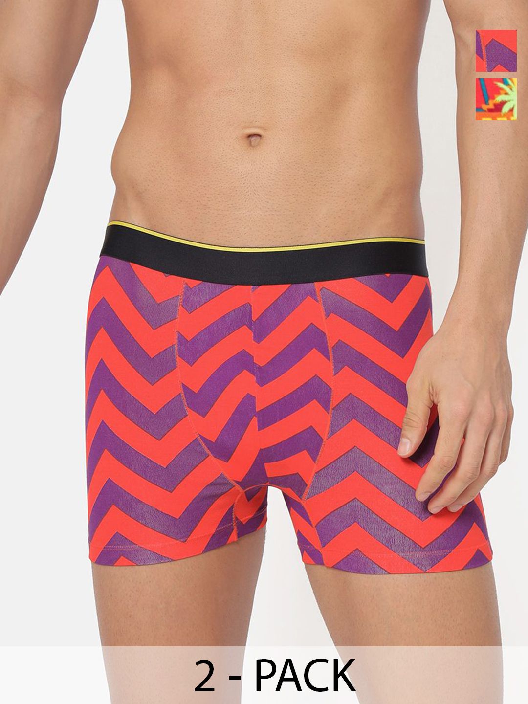 Bummer Men's Pack Of 2 Printed Micro Modal Trunks Underwear TRCBCH02S