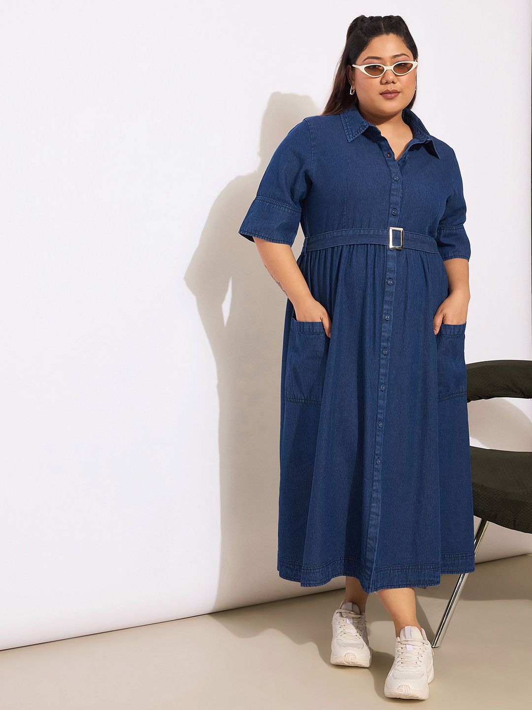 sachin and babi light blue dress Plus Size Floral Printed Puff Sleeves Pure Cotton Maxi Ethnic Dress