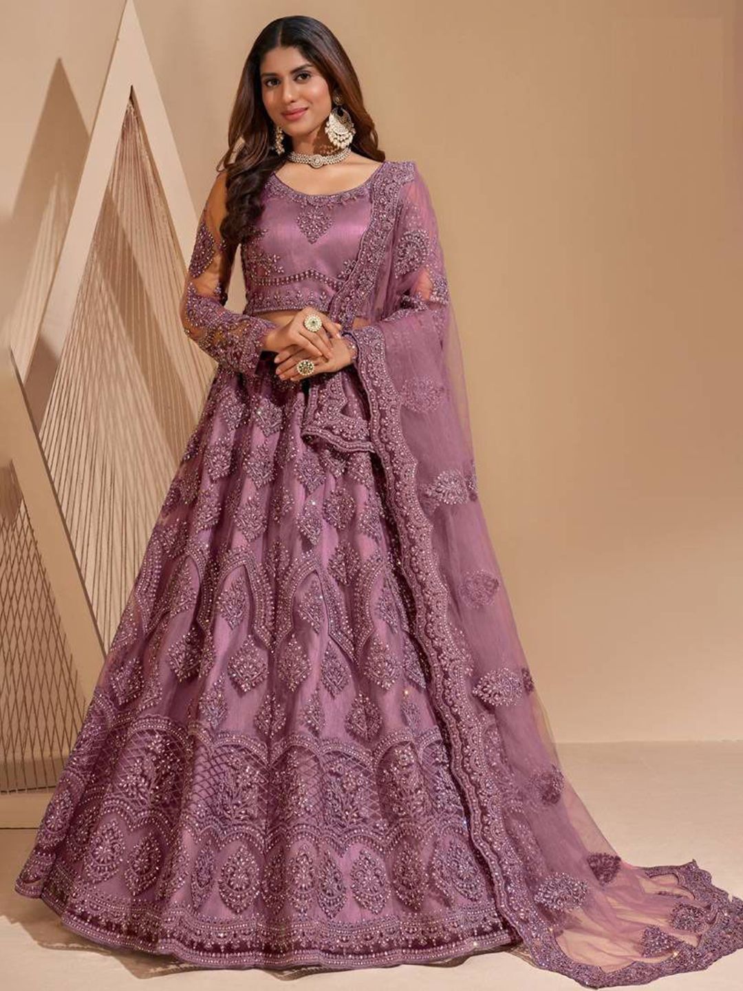 ZAALIMA FASHION Floral Embroidered Thread Work Semi-Stitched Lehenga & Blouse With Dupatta