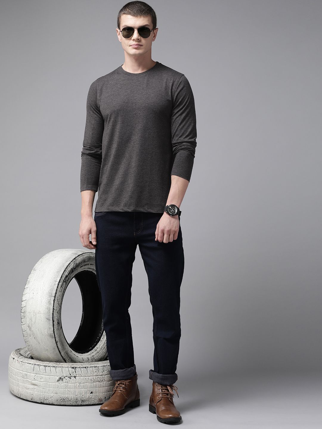 The Roadster Lifestyle Co. Melange Effect T-shirt