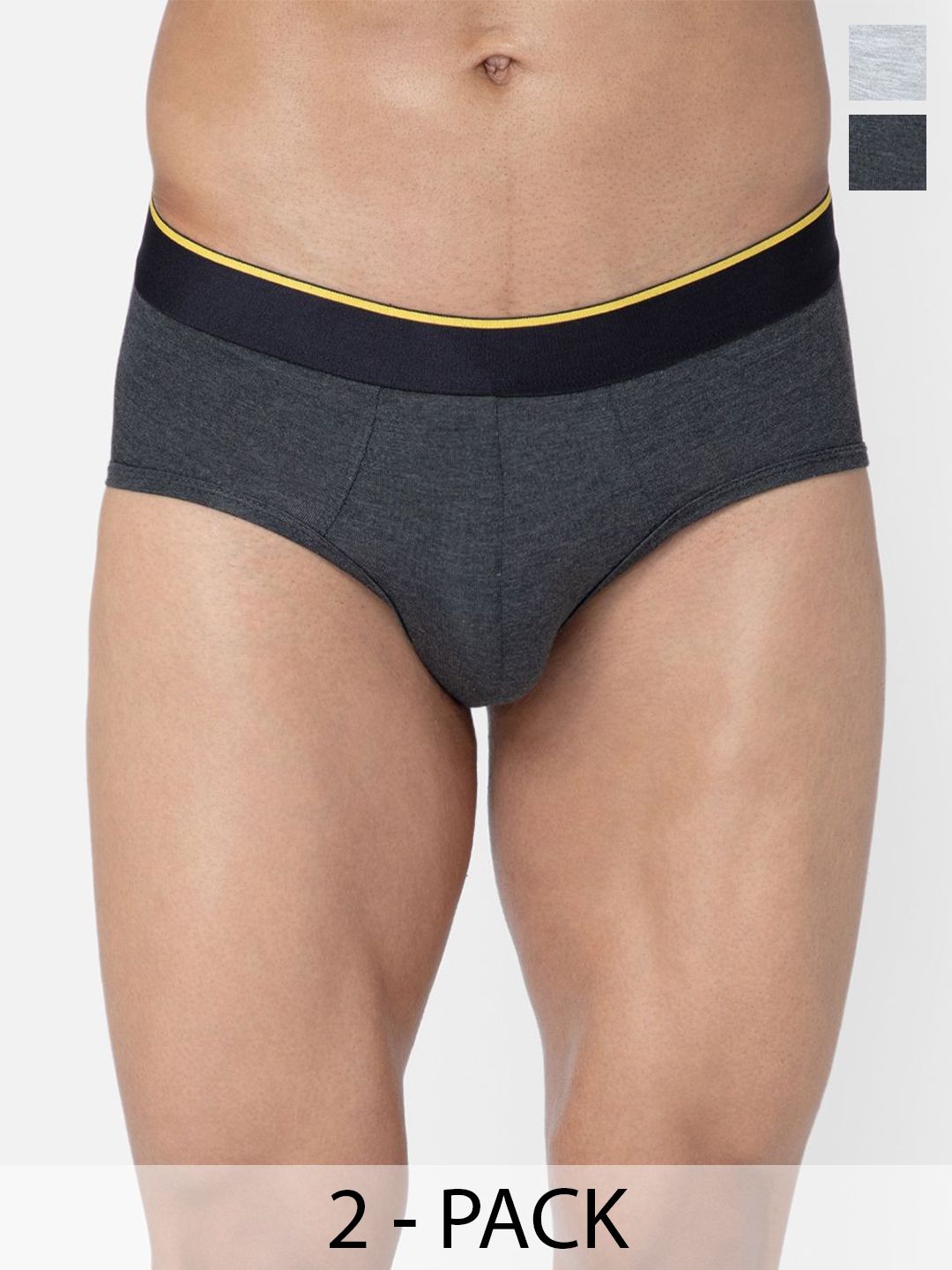 bummer Men Solid Micro Modal Briefs Underwear Pack of 2 BRCHMGRM02S