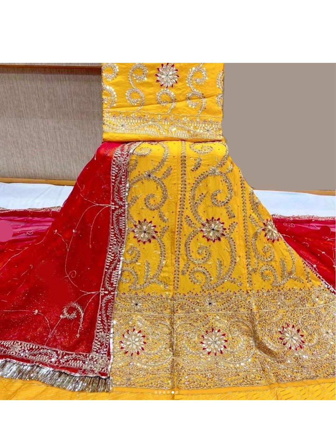 MADHUR HAND WORK ART Sequinned Semi-Stitched Lehenga & Unstitched Blouse With Dupatta