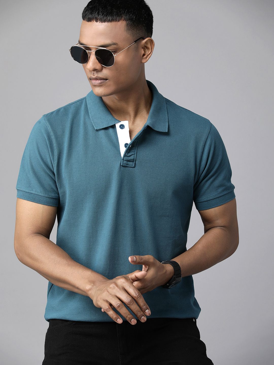 Buy The Roadster Lifestyle Co. Pure Cotton Polo T-shirt - Tshirts