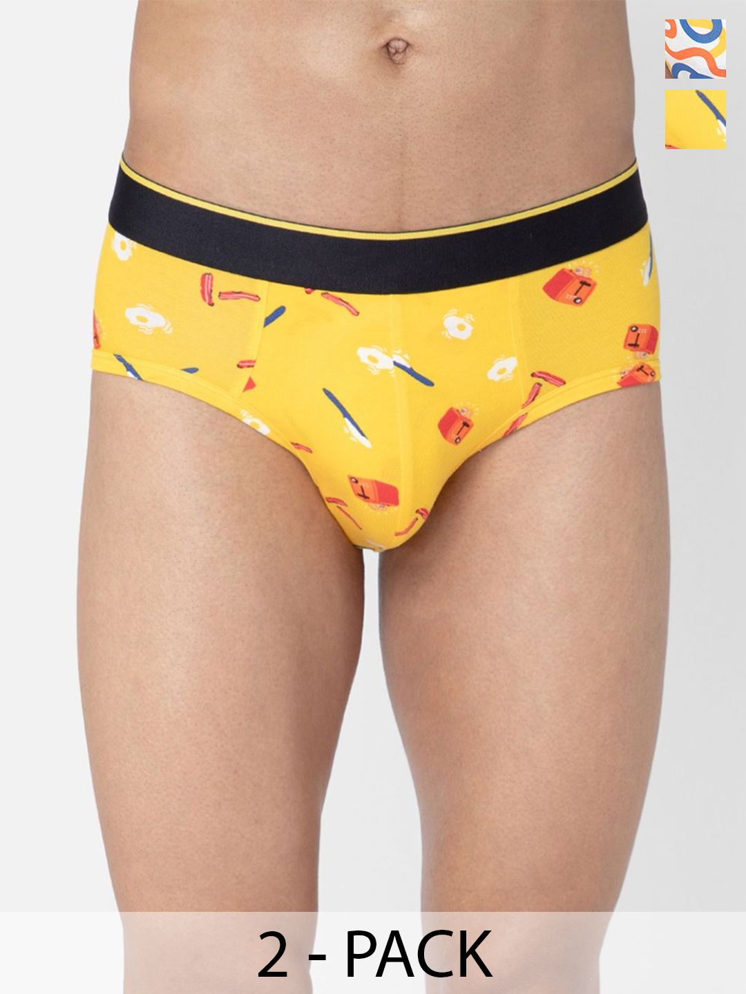 bummer Men Printed Micro Modal Briefs Underwear Pack of 2 BRBREST02S-Brekkie