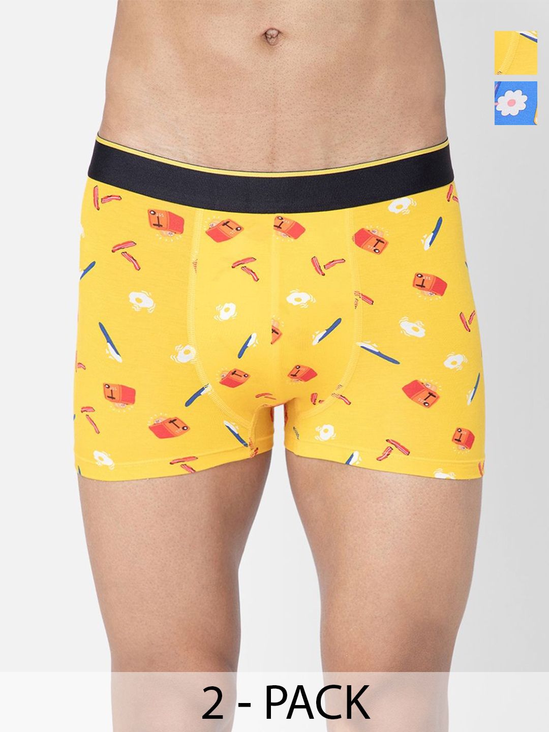 Bummer Men's Printed Micro Modal Trunks Underwear Pack of 2 TRBREDB02S