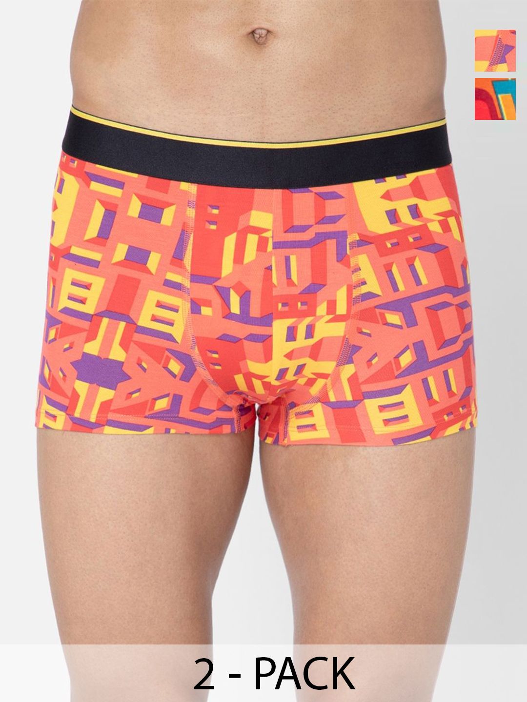 Bummer Men Pack Of 2 Men's Printed Micro Modal Trunks Underwear TRBRCB02S