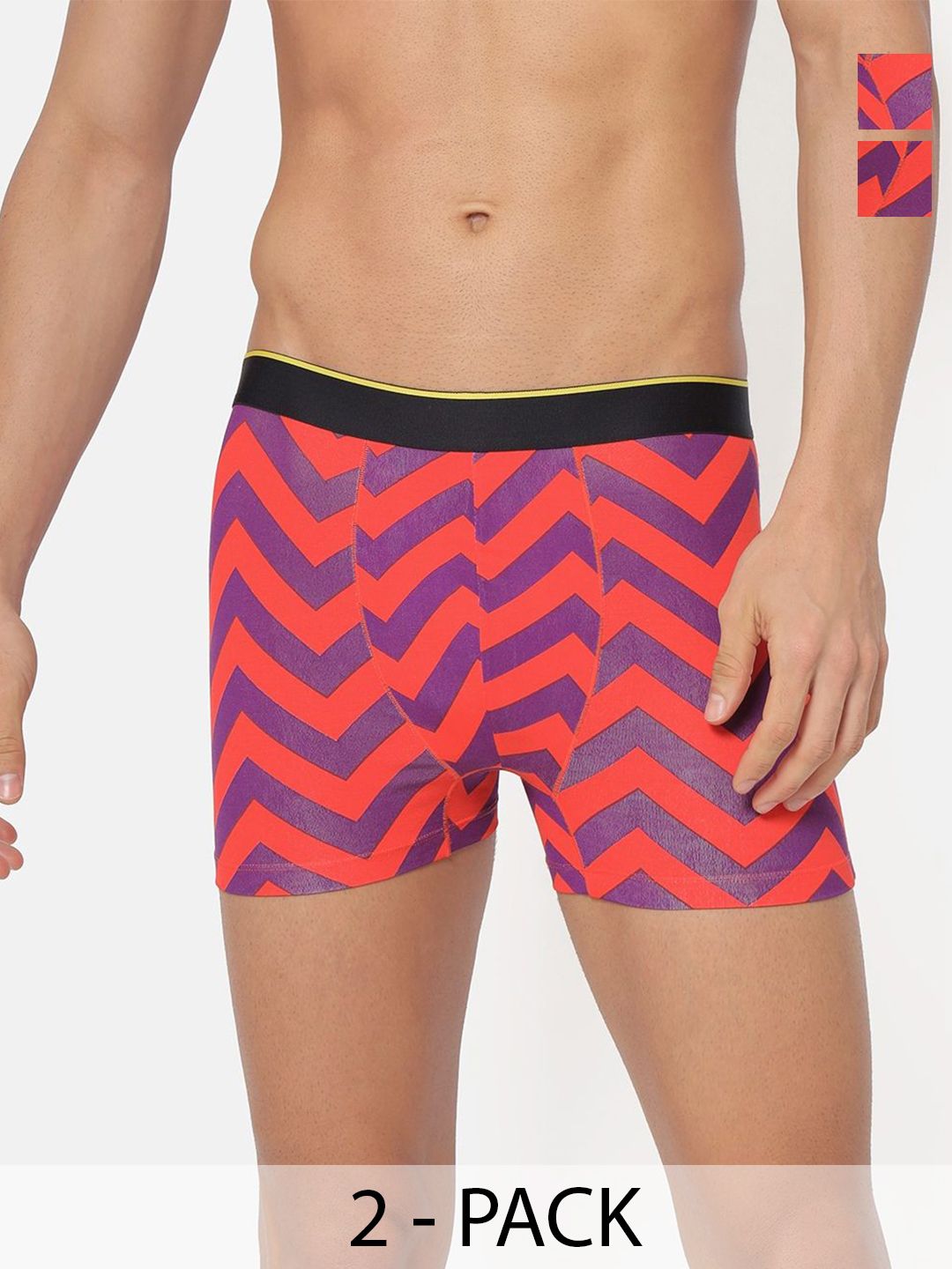 Bummer Men's Printed Micro Modal Trunks Underwear Pack of 2