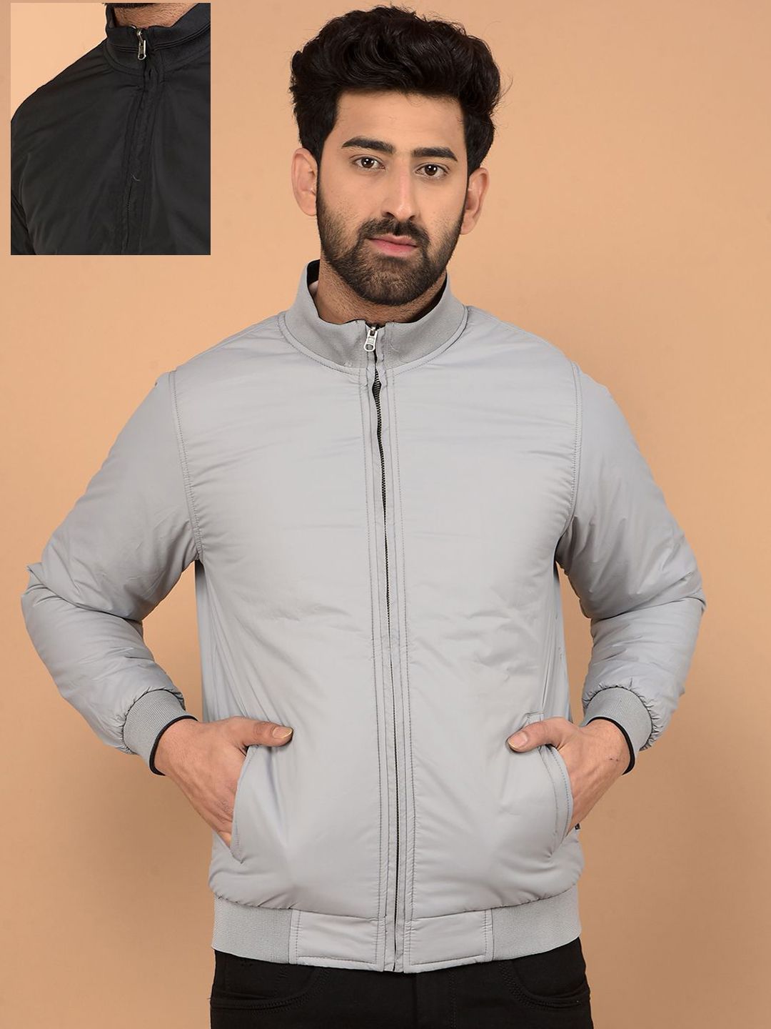 Crimsoune Club Men Solid Reversible Bomber Jacket