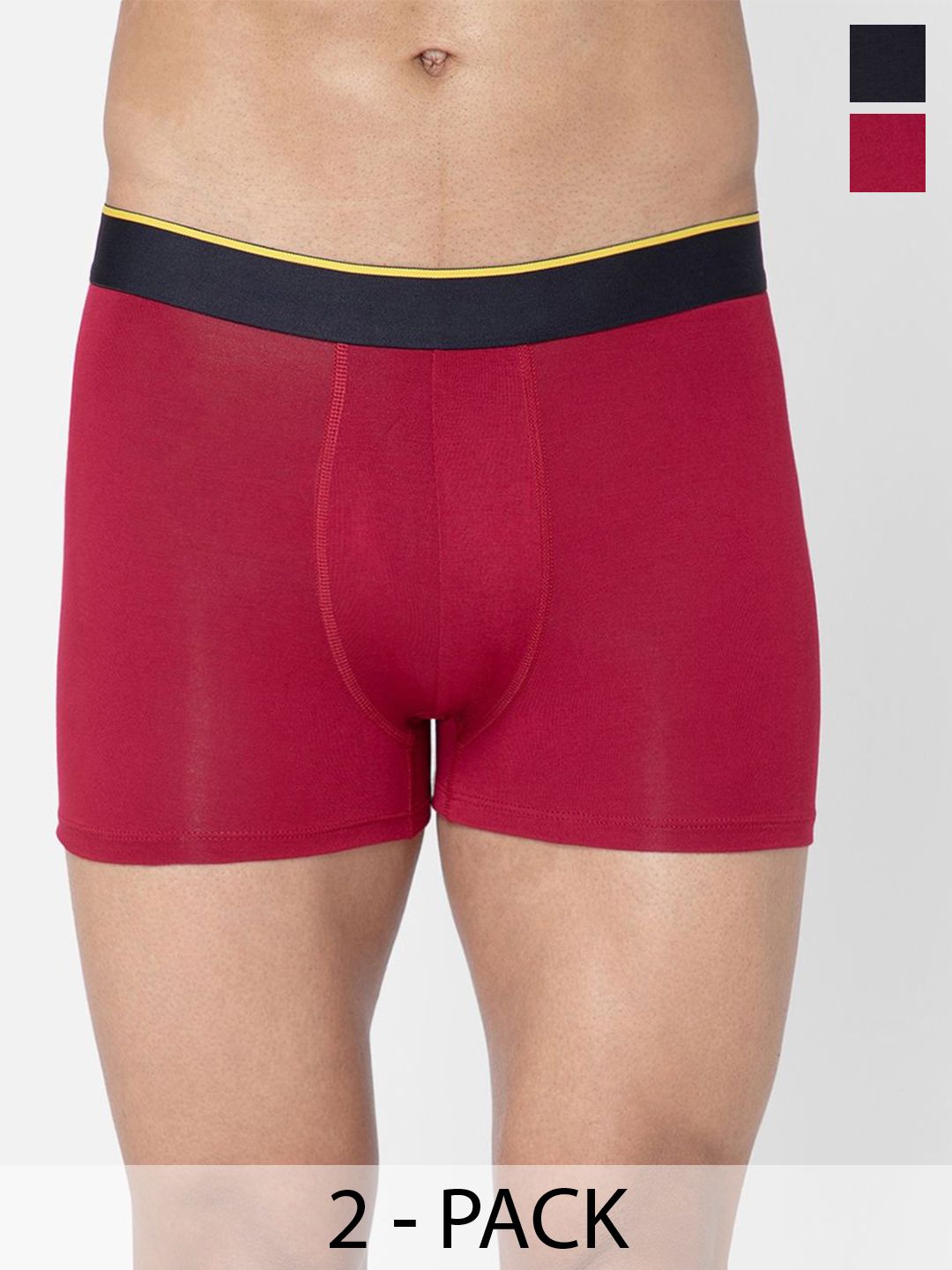 Bummer Men's Solid Micro Modal Trunks Underwear Pack of 2