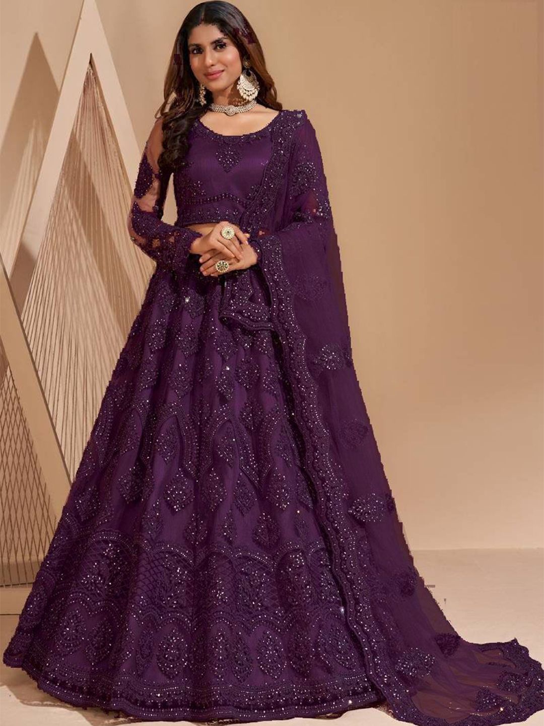 ZAALIMA FASHION Floral Embroidered Thread Work Semi-Stitched Lehenga & Blouse With Dupatta