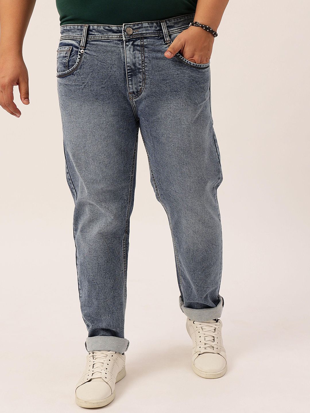 Toodle Plus Toodle Men Plus Size Regular Fit Mid Rise Clean Look Light Fade Stretchable Jeans