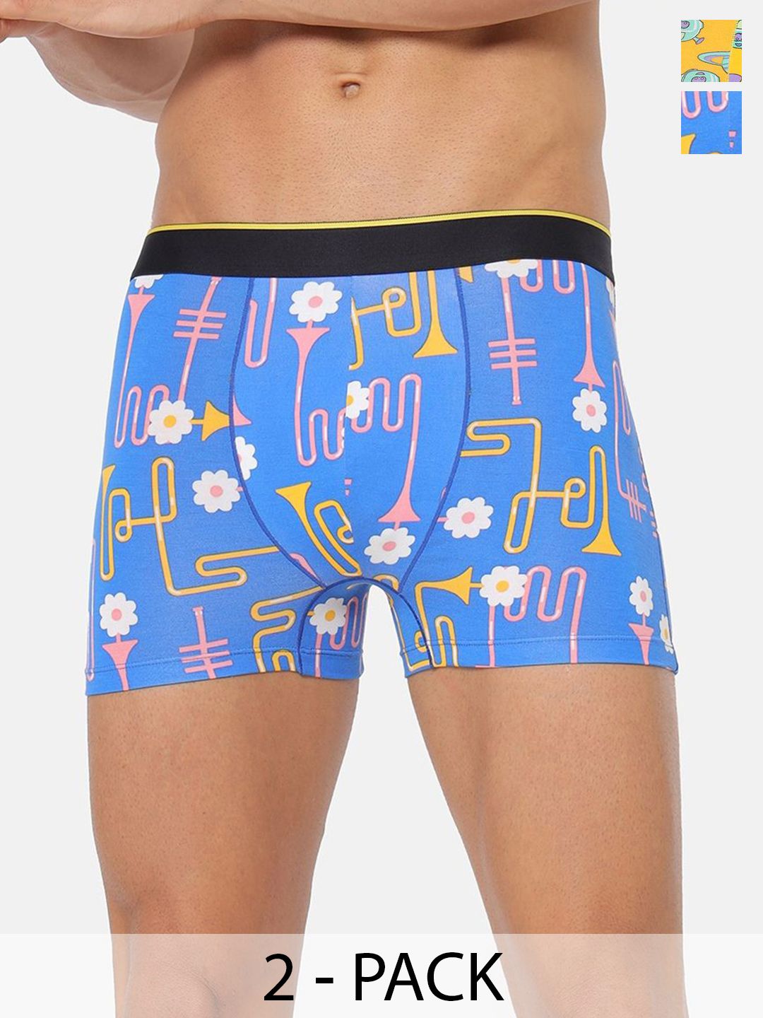 Bummer Men Pack Of 2 Printed Micro Modal Trunks Underwear TRDBSPU02S
