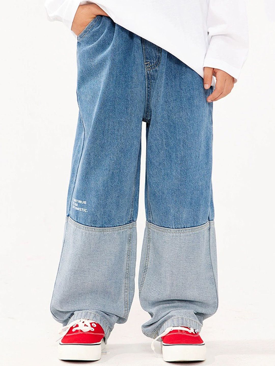 LULU & SKY Boys High-Rise Light Fade Baggy Jeans