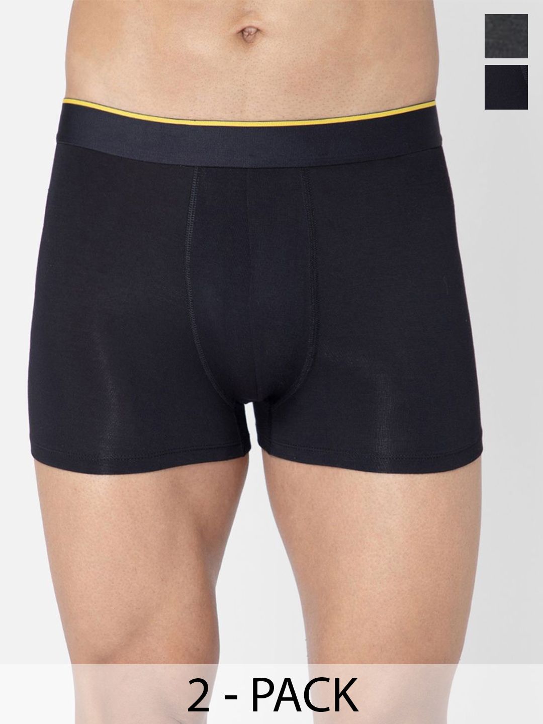 Bummer Men's Solid Micro Modal Trunks Underwear Pack of 2