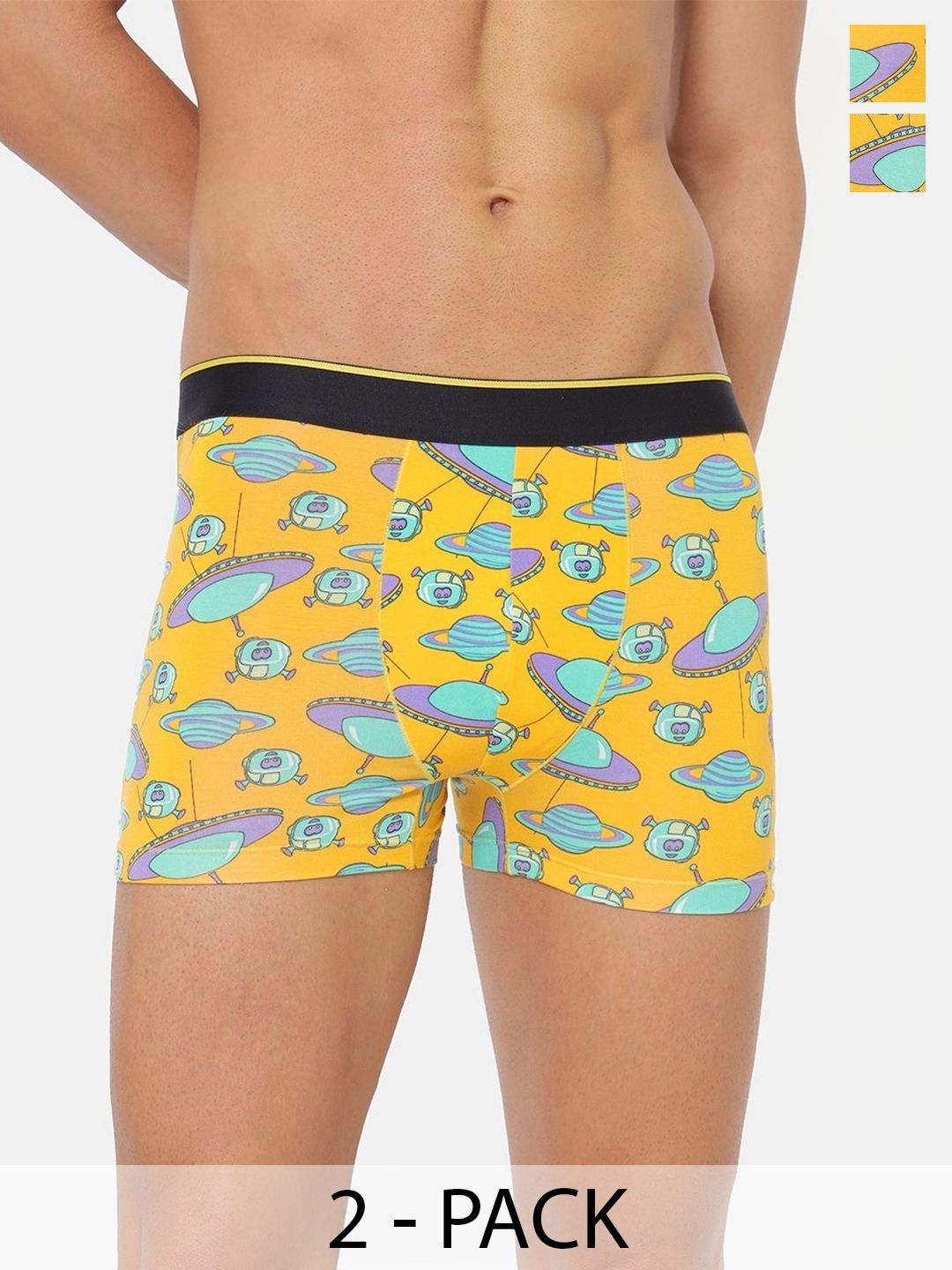 Bummer Pack Of 2 Men's Printed Micro Modal Trunks Underwear