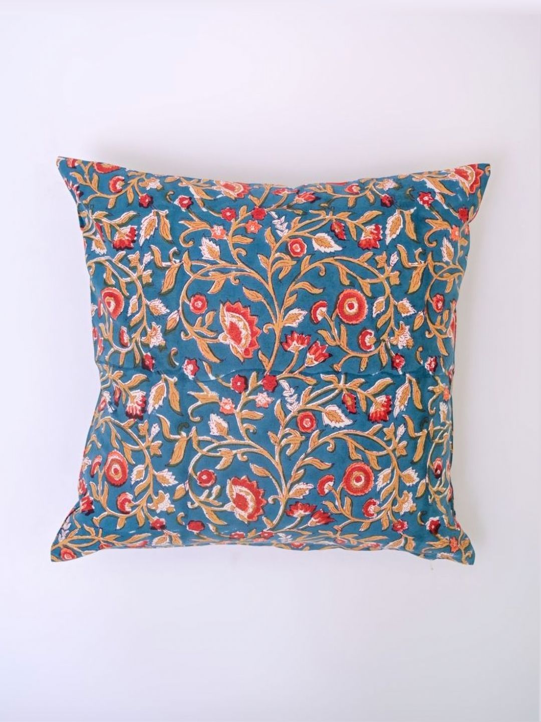 Block N Style EHECATL Floral Cotton Breathable Square Cushion Cover - 17.7 x 17.7 Inches