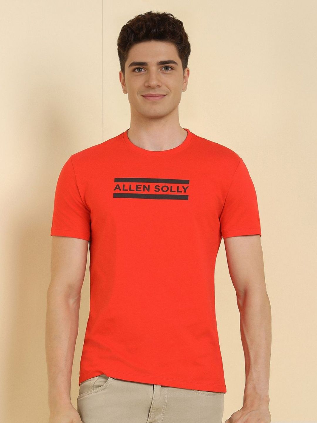 Allen Solly Men Typography Printed Round Neck Cotton Slim Fit T-shirt