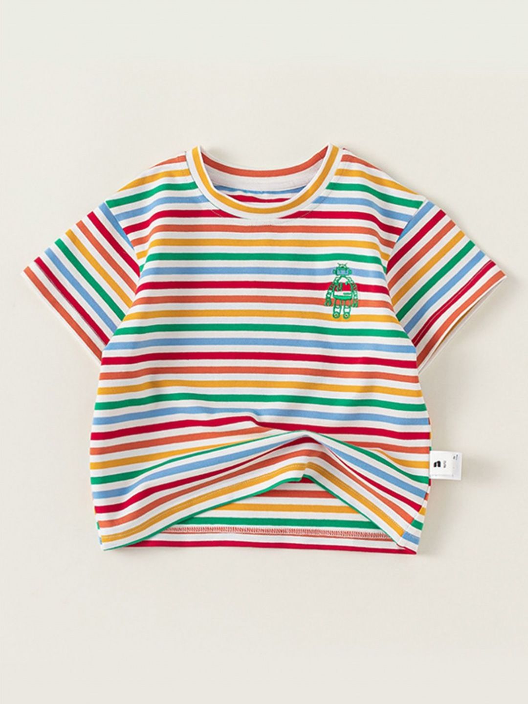 LULU & SKY Girls Striped Round Neck Cotton T-shirt