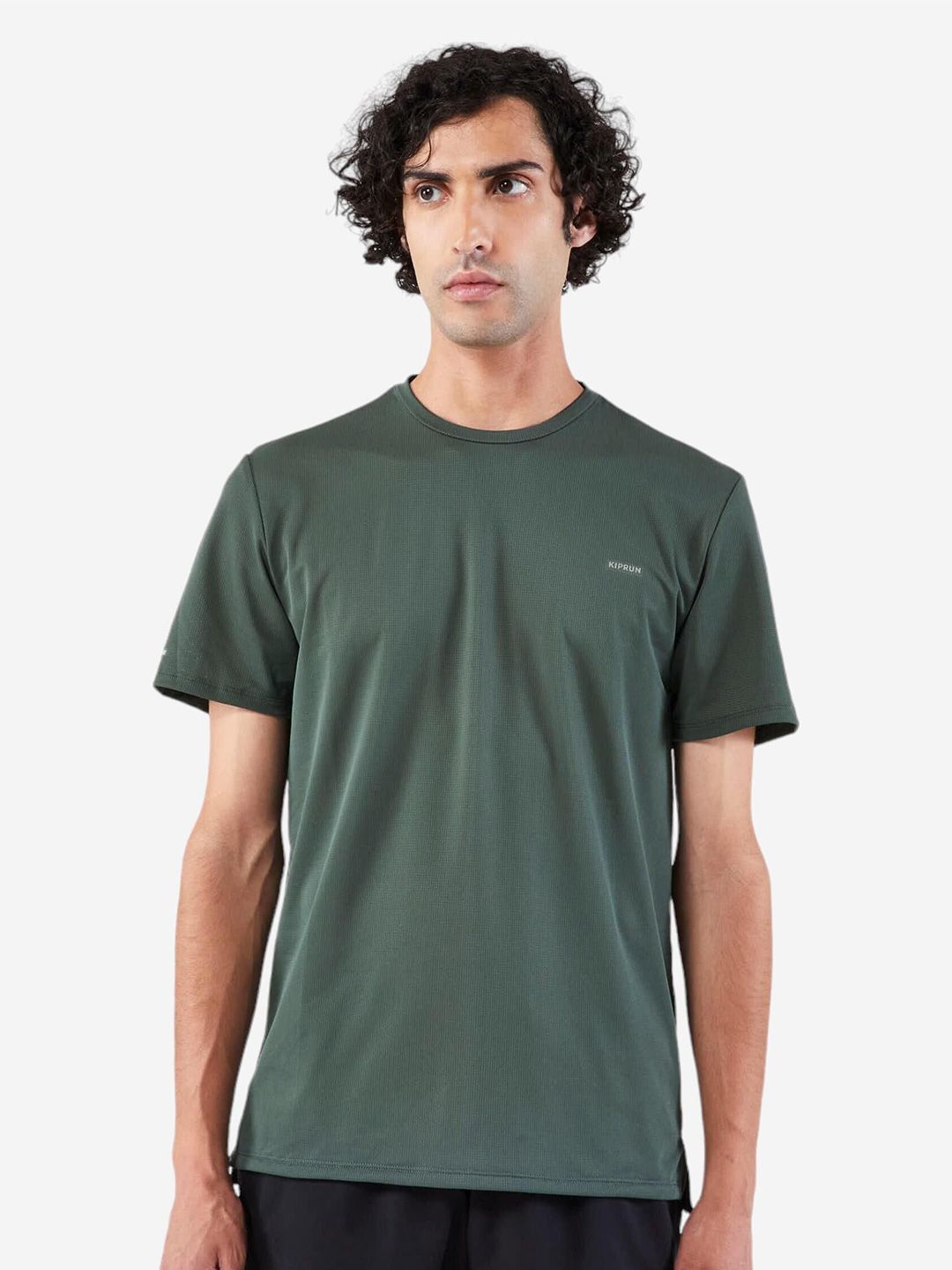 Decathlon Kiprun - Men Green Run 500 Stretchable Running T-Shirt