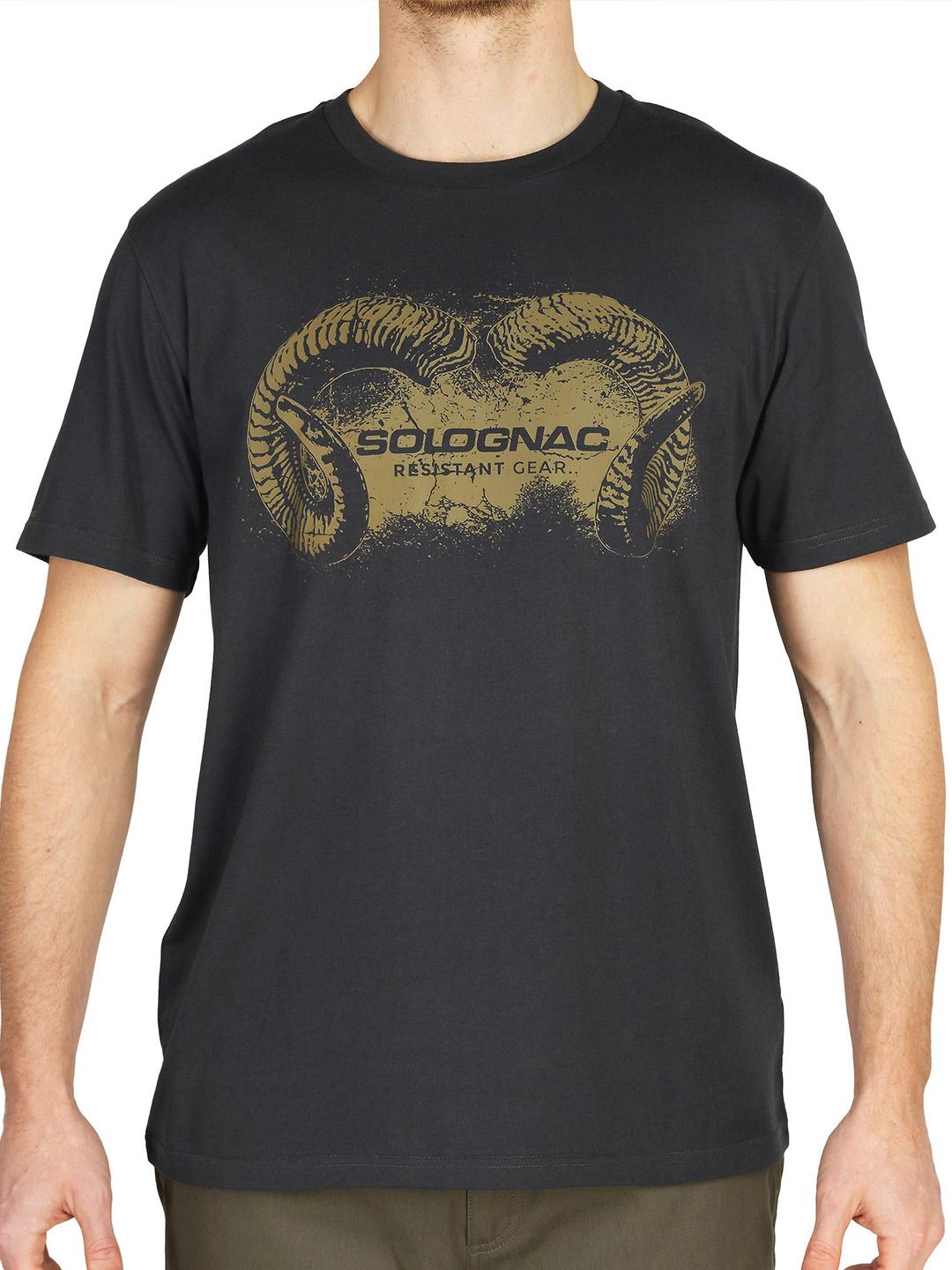 Decathlon Solognac - Men Black 100 Abrasion Resistant Hunting T-Shirt