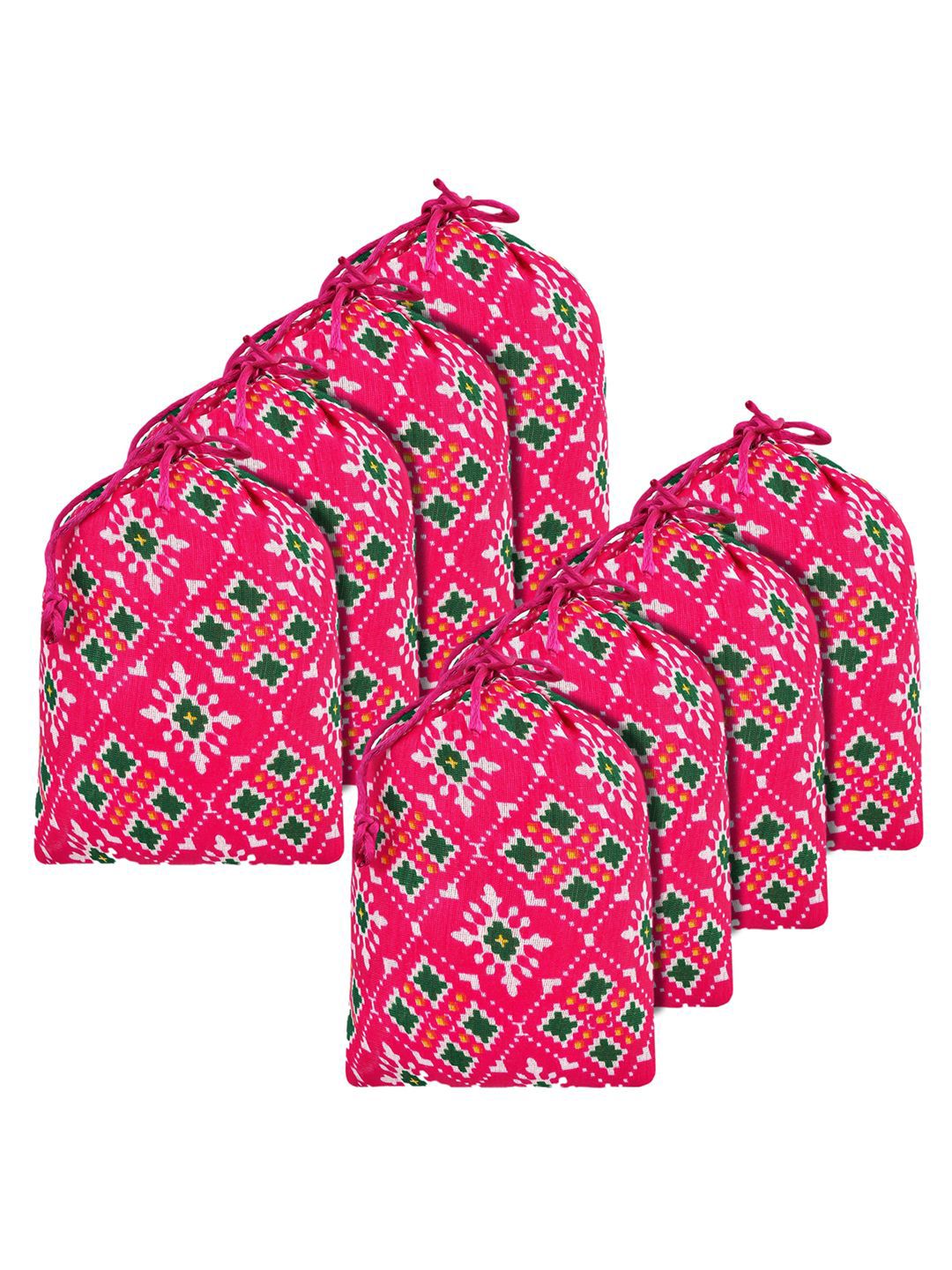 Kuber Industries Kuber Industries Pack Of 8 Patola Printed Potli Clutch Drawstring Closure Potli