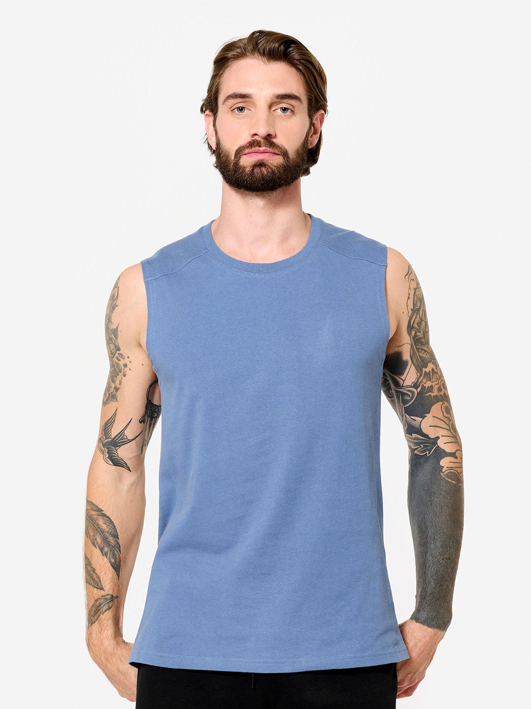 Decathlon DOMYOS - Men Blue Quick Dry Gym Tank Top