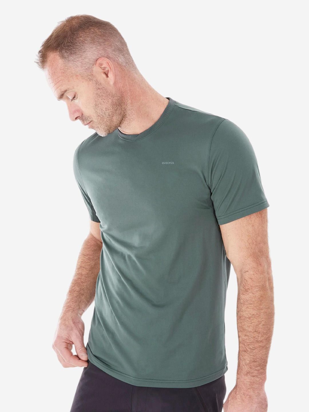 Decathlon Quechua - Men Green MH100 Quick Drying Hiking T-shirt
