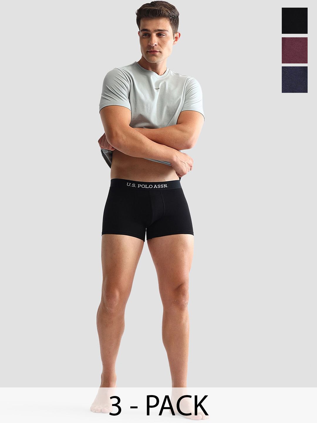 U.S. Polo Assn. Men Pack Of 3 Anti-Microbial Underwear Trunks - OET13-ZNM-P3