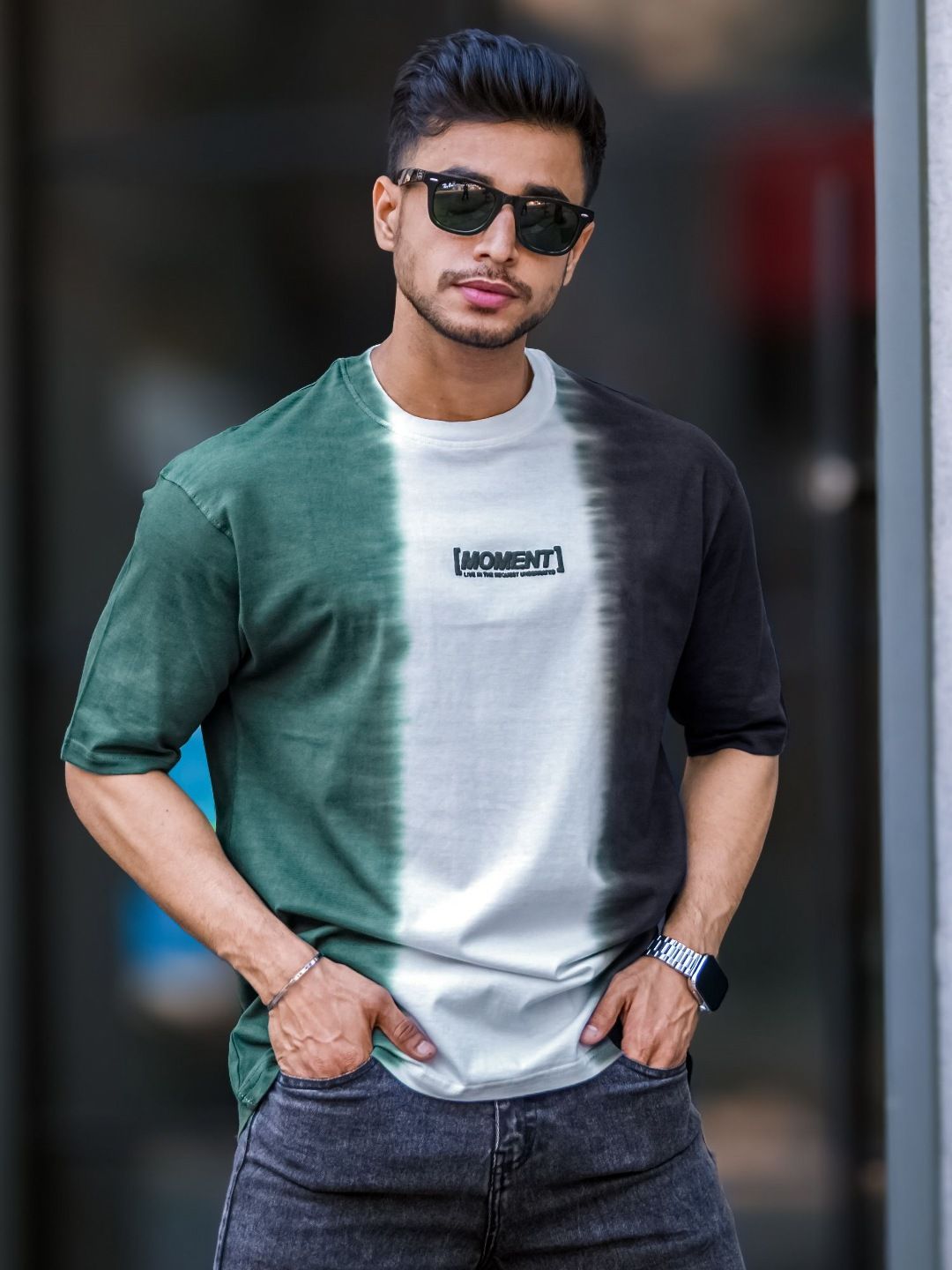 Maniac Men Dyed Round Neck Cotton Oversized T-shirt