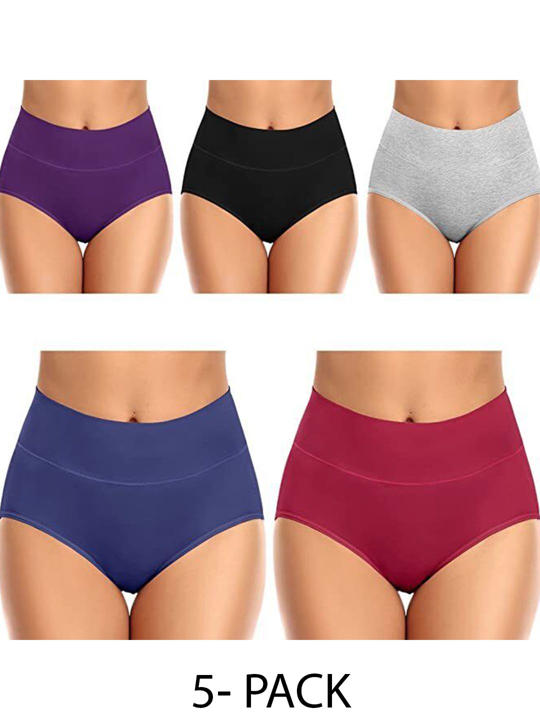 Diving Deep Women Pack of 5 Cotton Assorted Plus Size Hipster Briefs