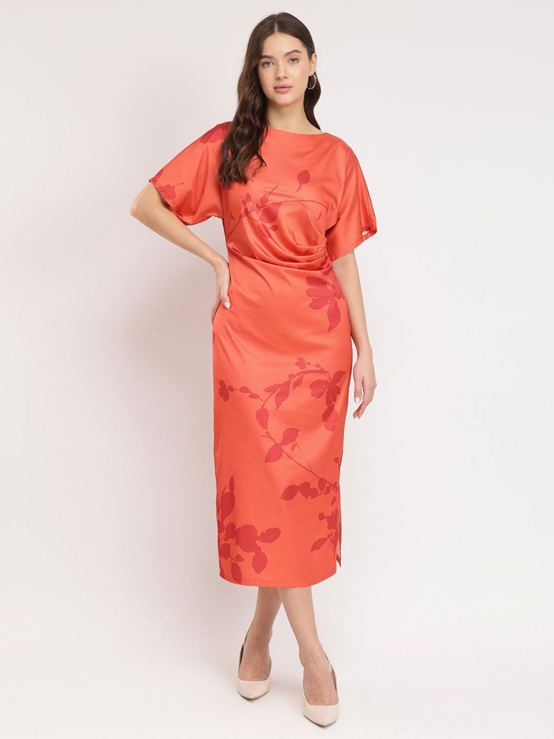 Floral Print Kimono Dress FABLE STREET Satin Floral Print Kimono Women Dress