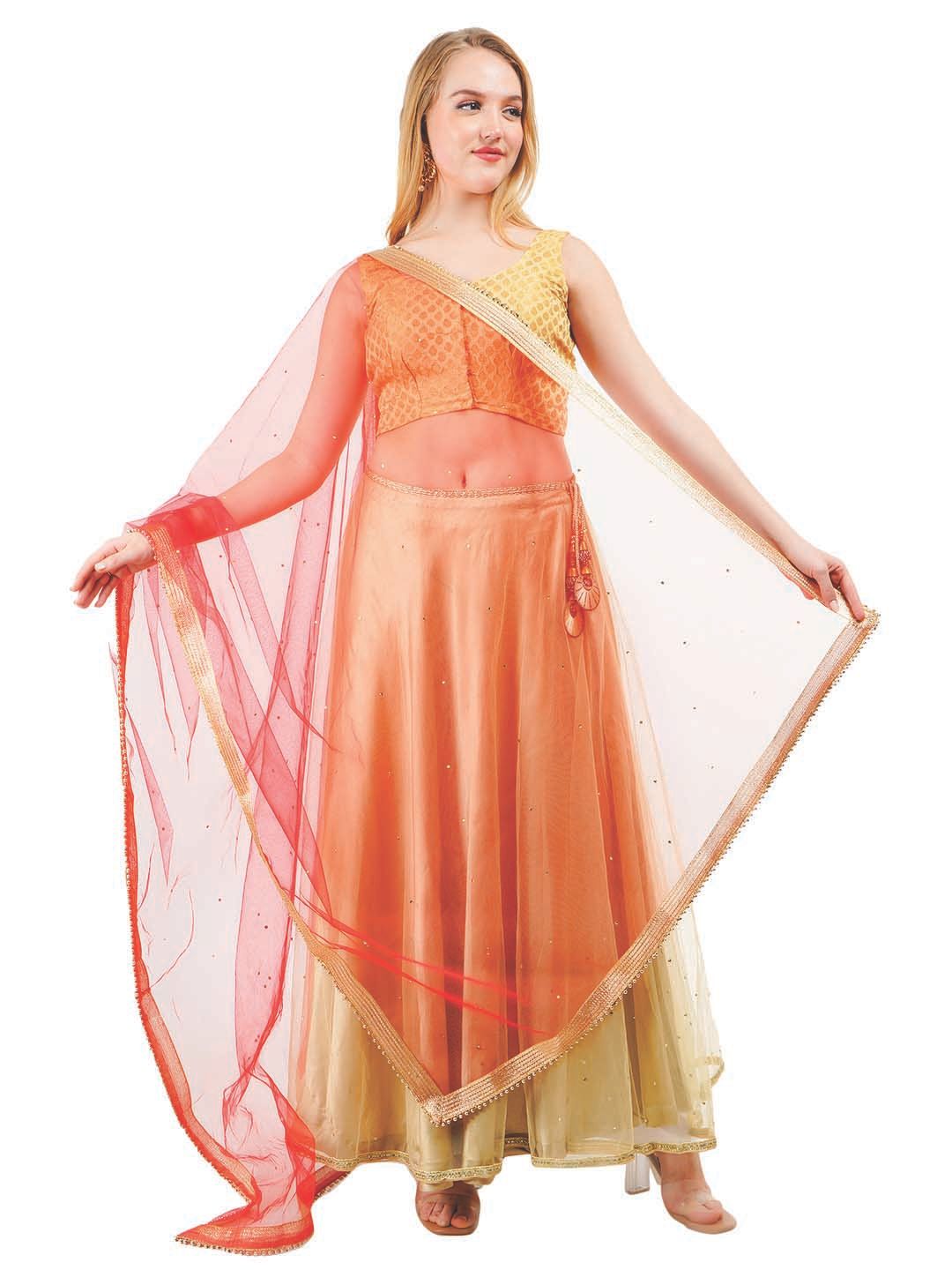 Way2Like Floral Embroidered Beads and Stones Net Wrap Shawl Scarf Hijab Dupatta