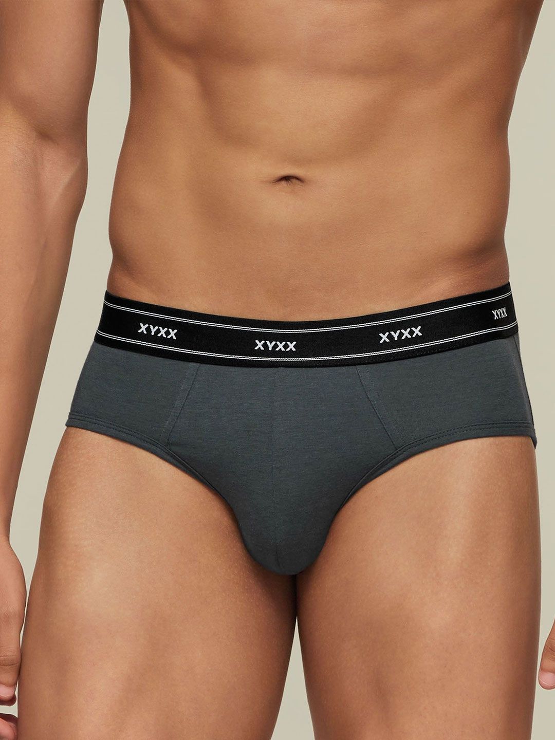 Buy XYXX Men Apollo Bamboo Graphite Grey Cotton Briefs XYBRF72
