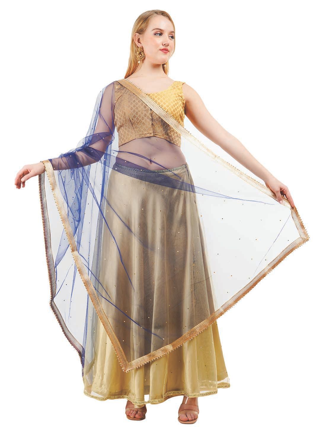 Way2Like Embellished Beads and Stones Net Scarf Hijab Dupatta