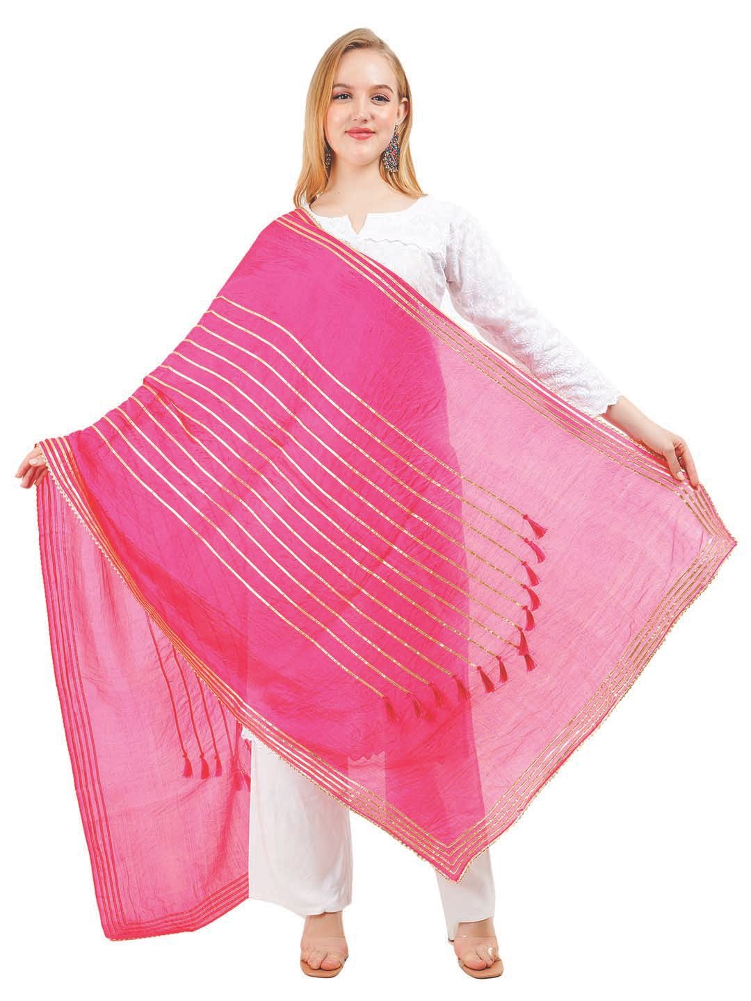 Way2Like Striped Gota Patti Lace Silk Hijab Scarf Wrap Dupatta