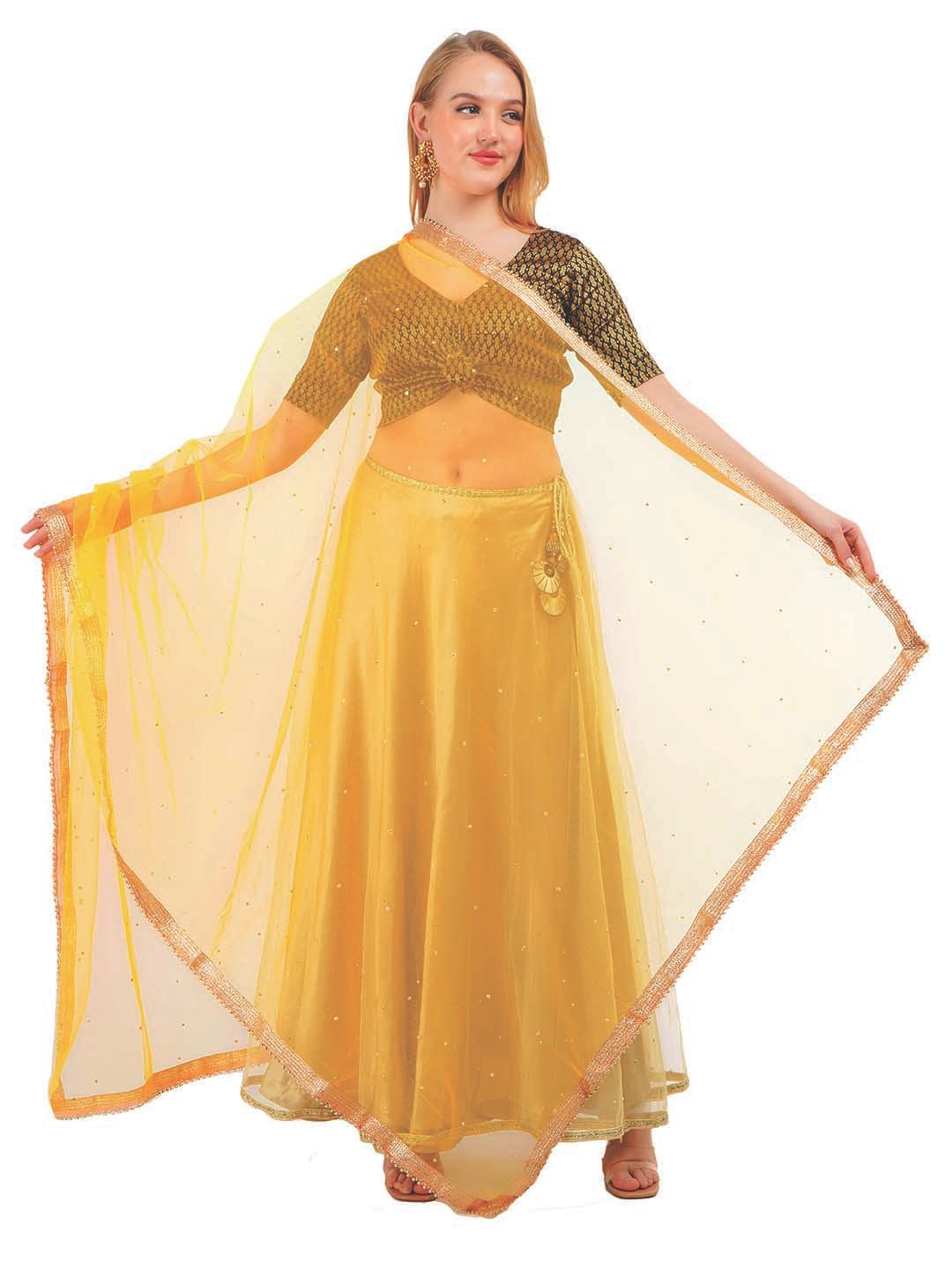 Way2Like Floral Embroidered Gotta Patti Net Wrap Shawl Scarf Hijab Dupatta