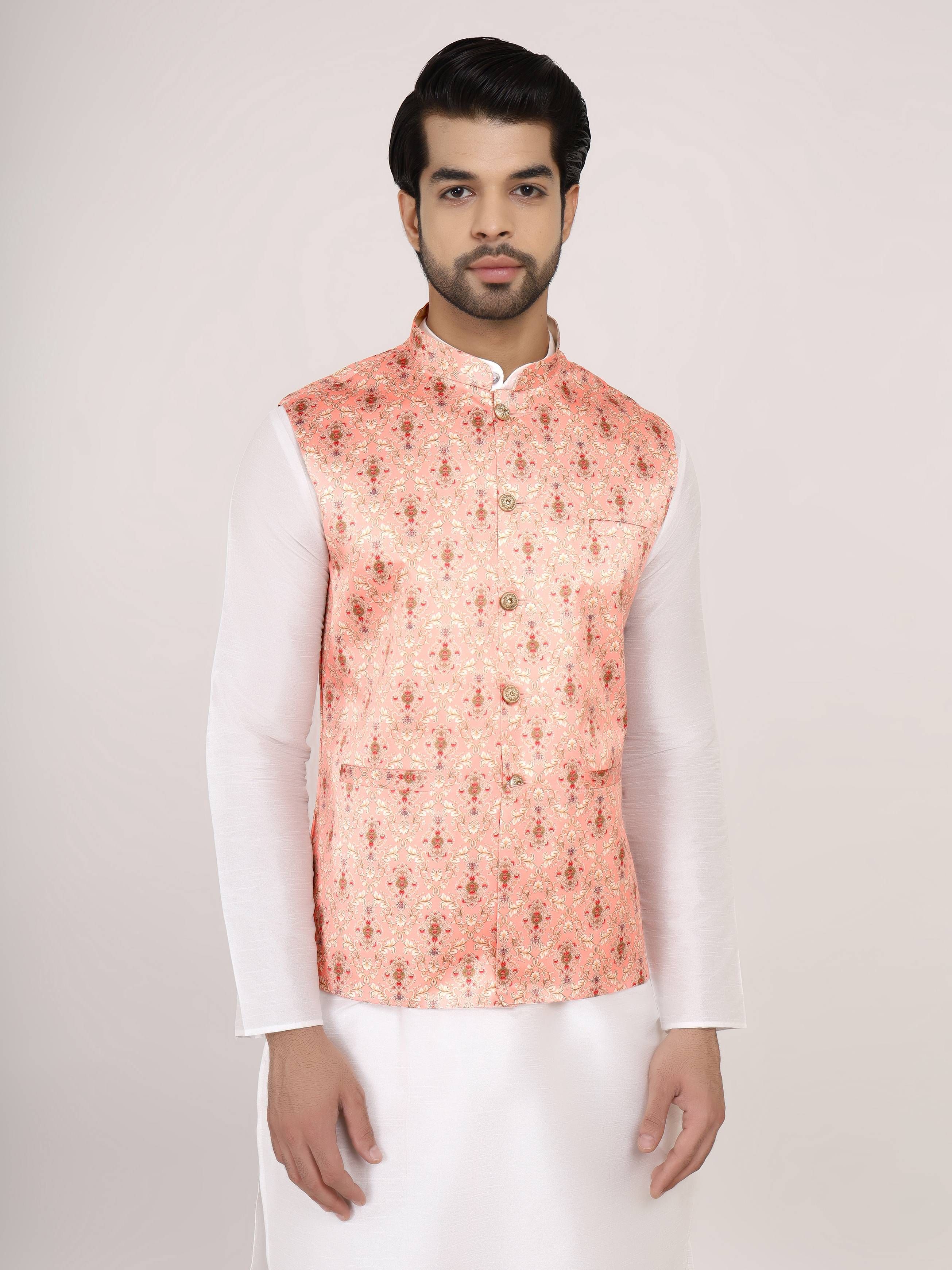 Sadree Men Floral Printed Nehru Jacket