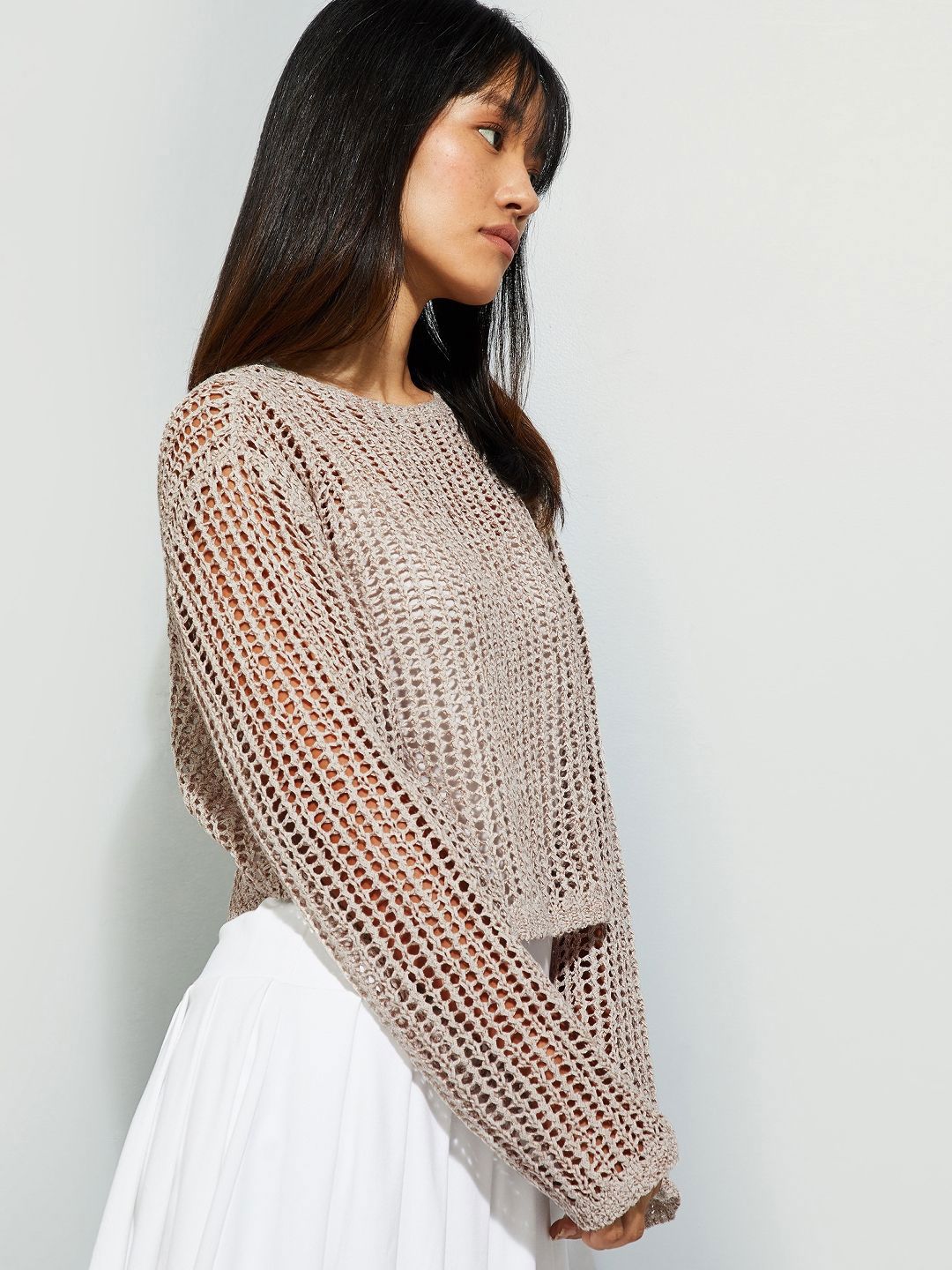 Buy MAX ALAYA F x URB_N Women Open Knit Top - Tops for Women
