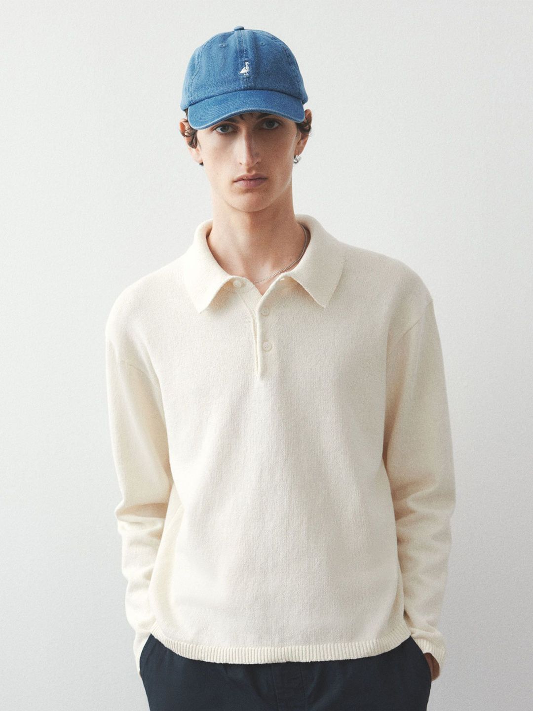 H&M Loose Fit Fine-Knit Polo Shirt
