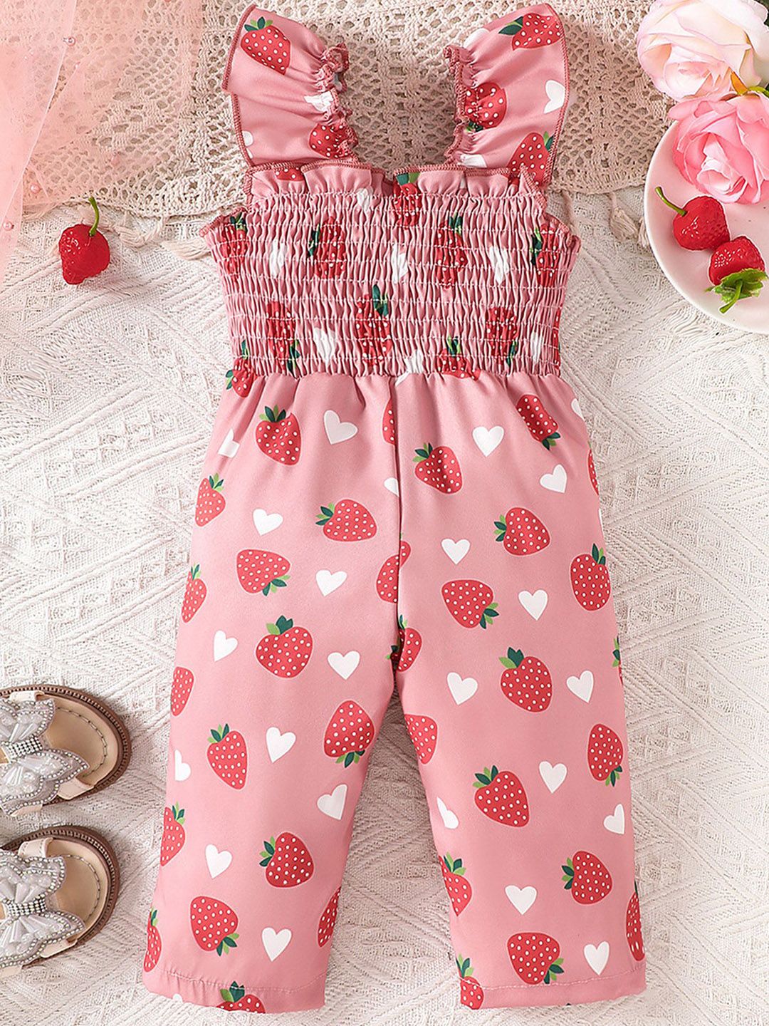 LULU & SKY Girls Square Neck Smocked Basic Jumpsuit