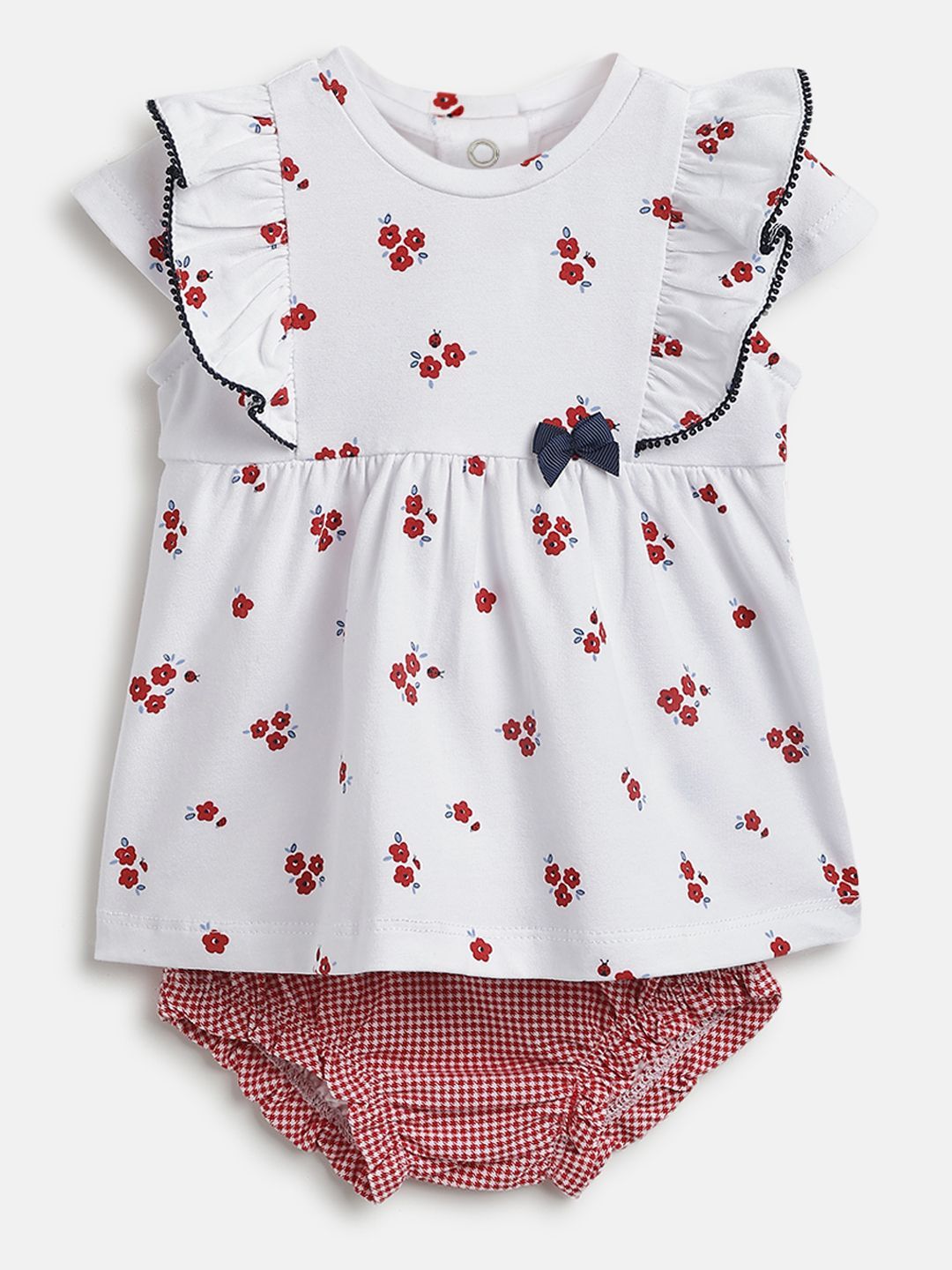 Chicco Girls Floral Printed Short Sleeves Fit & Flare Dress With Shorts