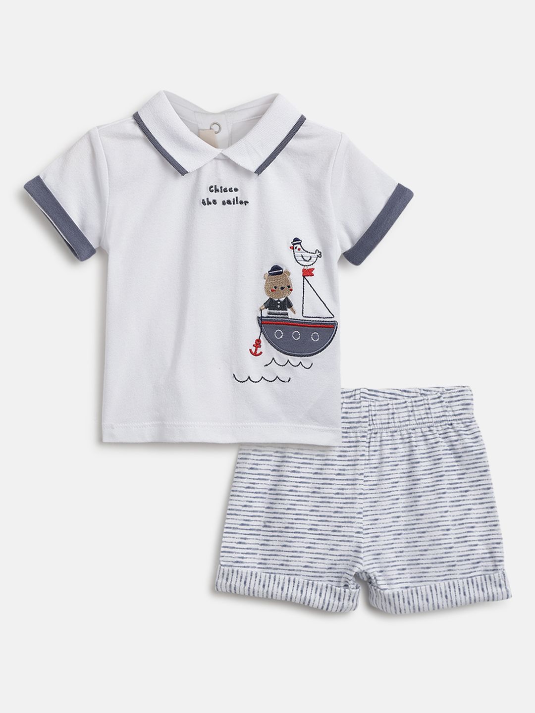Chicco Boys Printed Polo Collar T-Shirt With Shorts